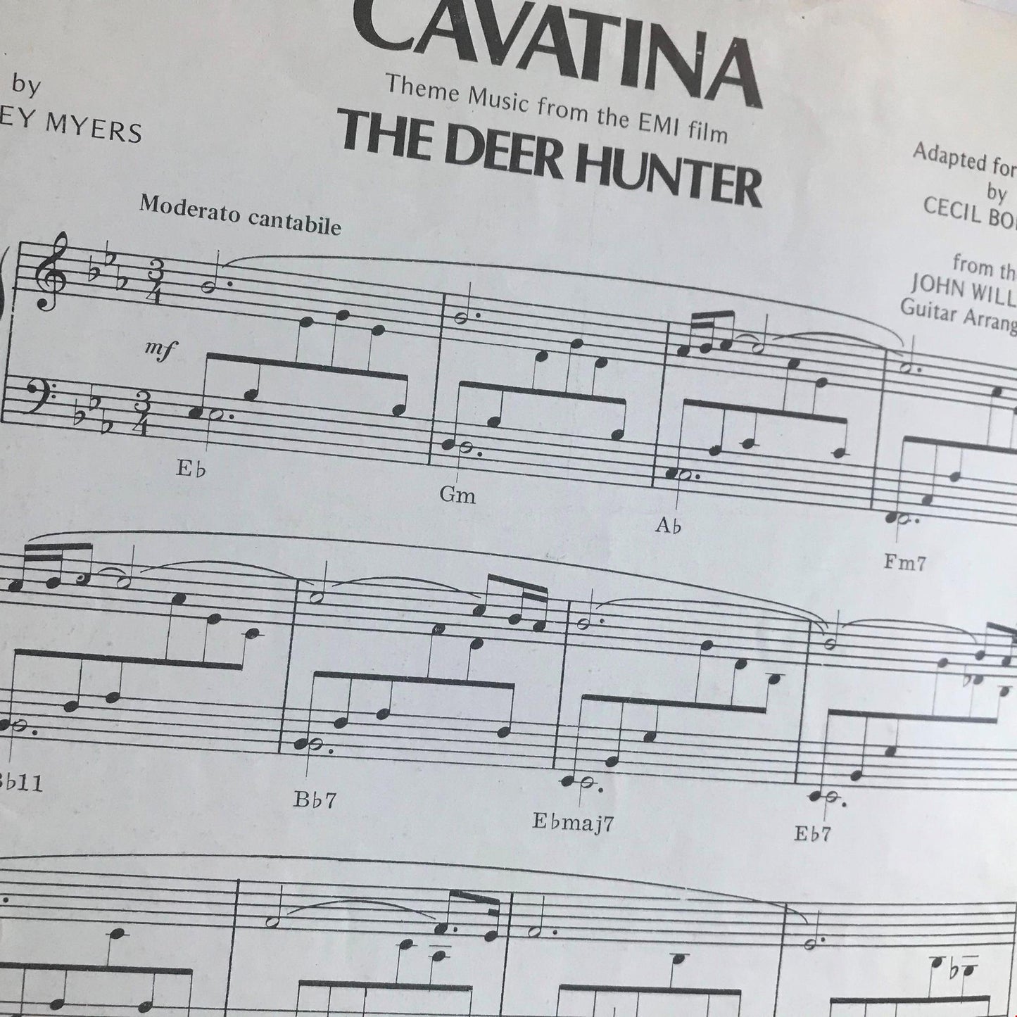EMI MOVIE MEMORABILIA. Sheet Music CAVATINA THE DEER HUNTER ROBERT DE NIRO Myers