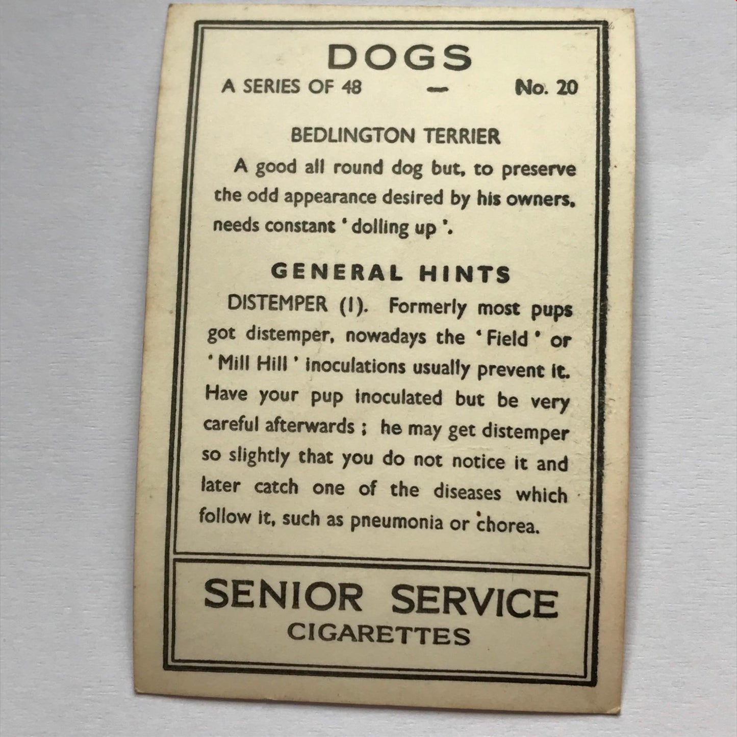DOGS - SENIOR SERVICE CIGARETTE CARDS 1930S PHOTOS - take your pick