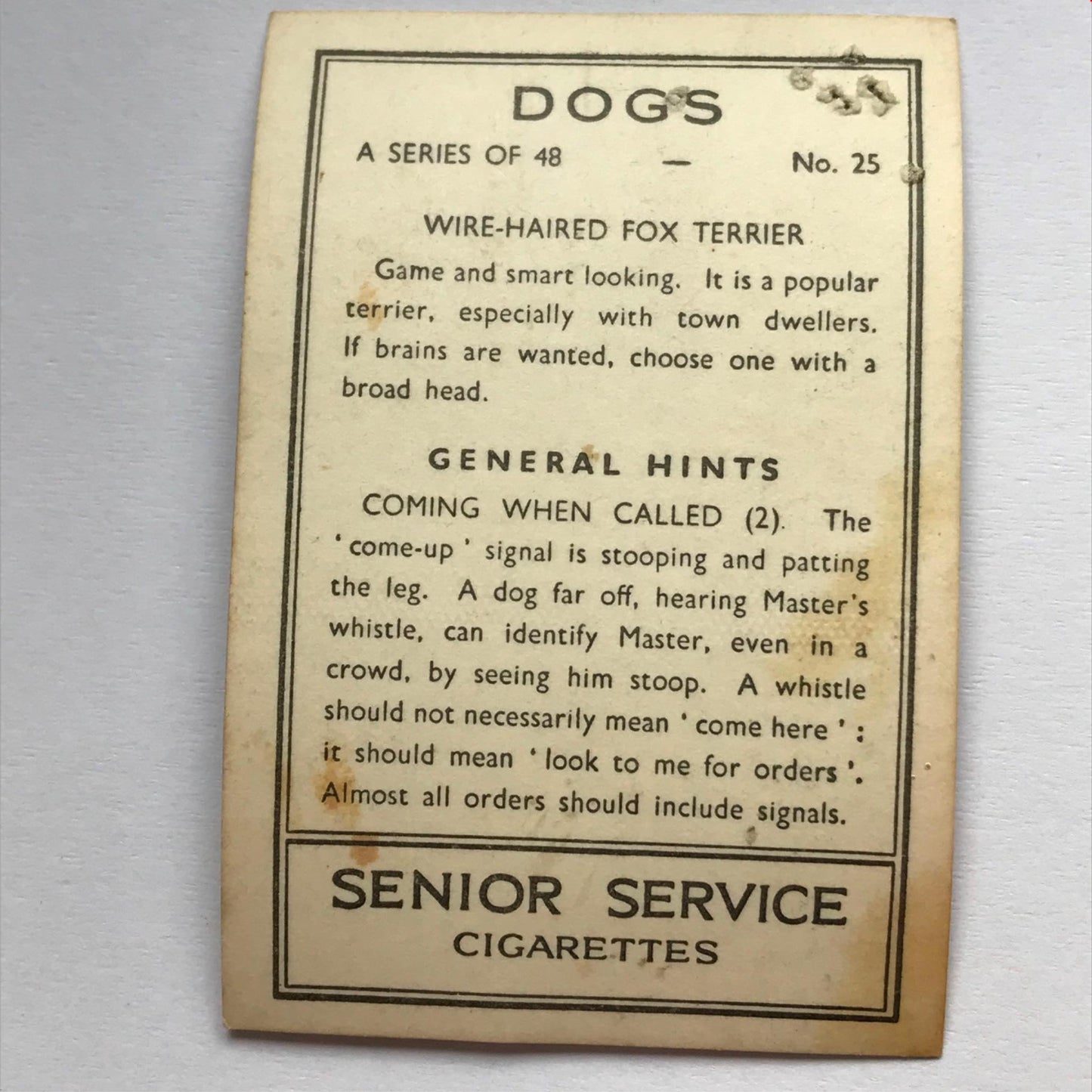 DOGS - SENIOR SERVICE CIGARETTE CARDS 1930S PHOTOS - take your pick