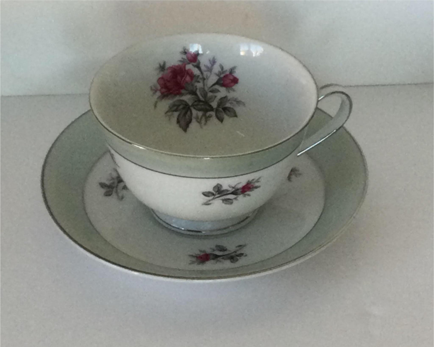 Vintage SONE china Cup & saucer Rose design. Made in Japan 81897R mid century