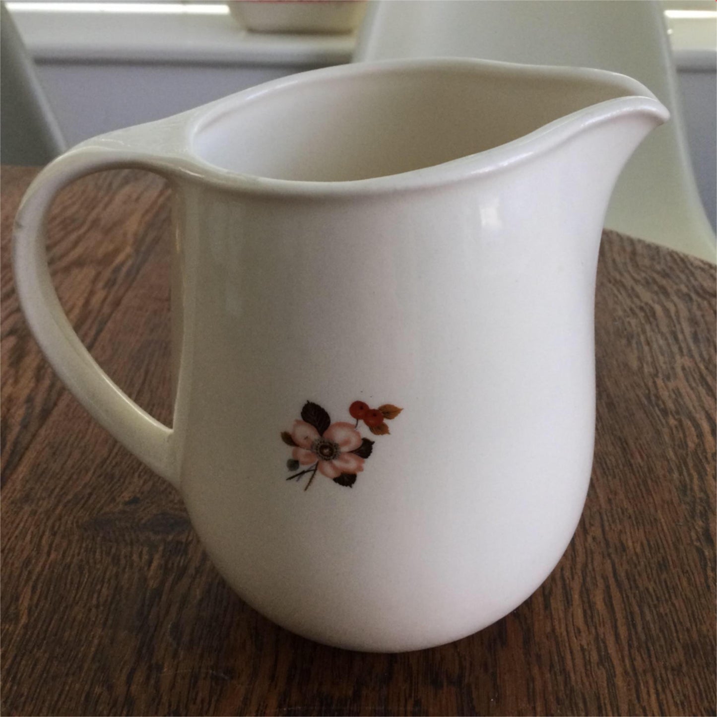 Vintage Cream Ceramic Jug / Vase muted pink orange brown grey retro Romania 60s?