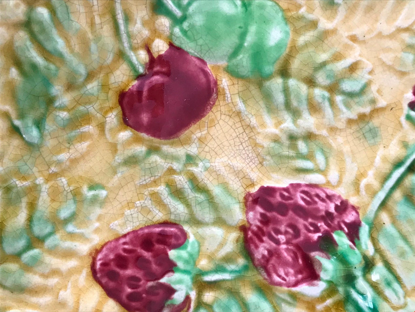 Vintage Majolica Serving Plate Berry Design Shorter and Son length 37cm