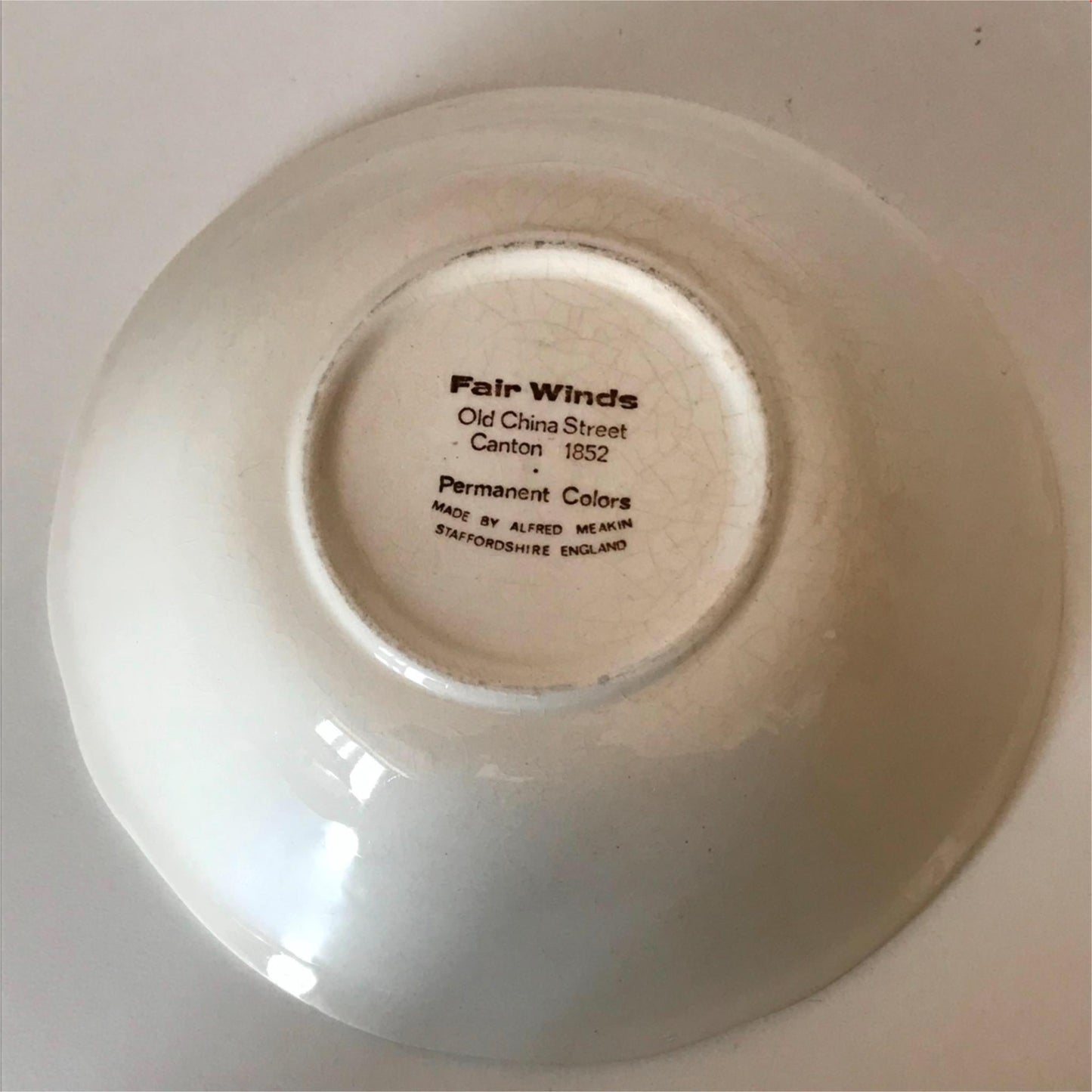 Alfred Meakin retro 1970s cereal bowl Fair Winds brown China & America trade