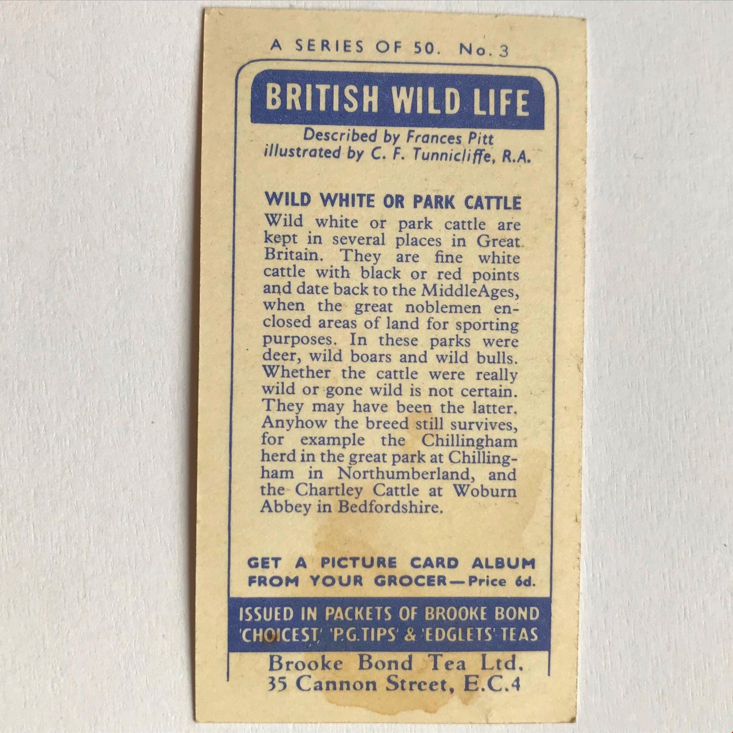 BRITISH WILD LIFE - Brooke Bond Tea Cards - Take your pick - wildlife pictures