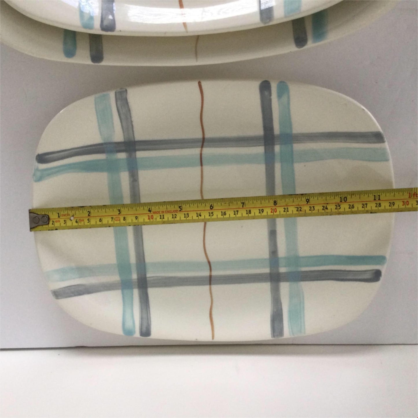 3 x Vintage Retro 1950s serving platters J & G Meakin Horizon blue grey stripes