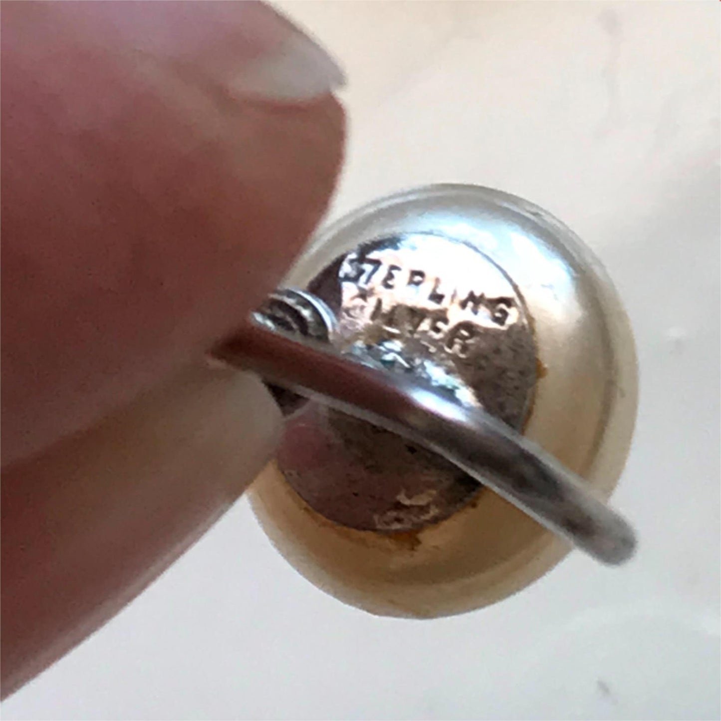 Vintage Sterling Silver Simulated Pearl Button Stud Earrings - Screw back classic non-pierced / clip on
