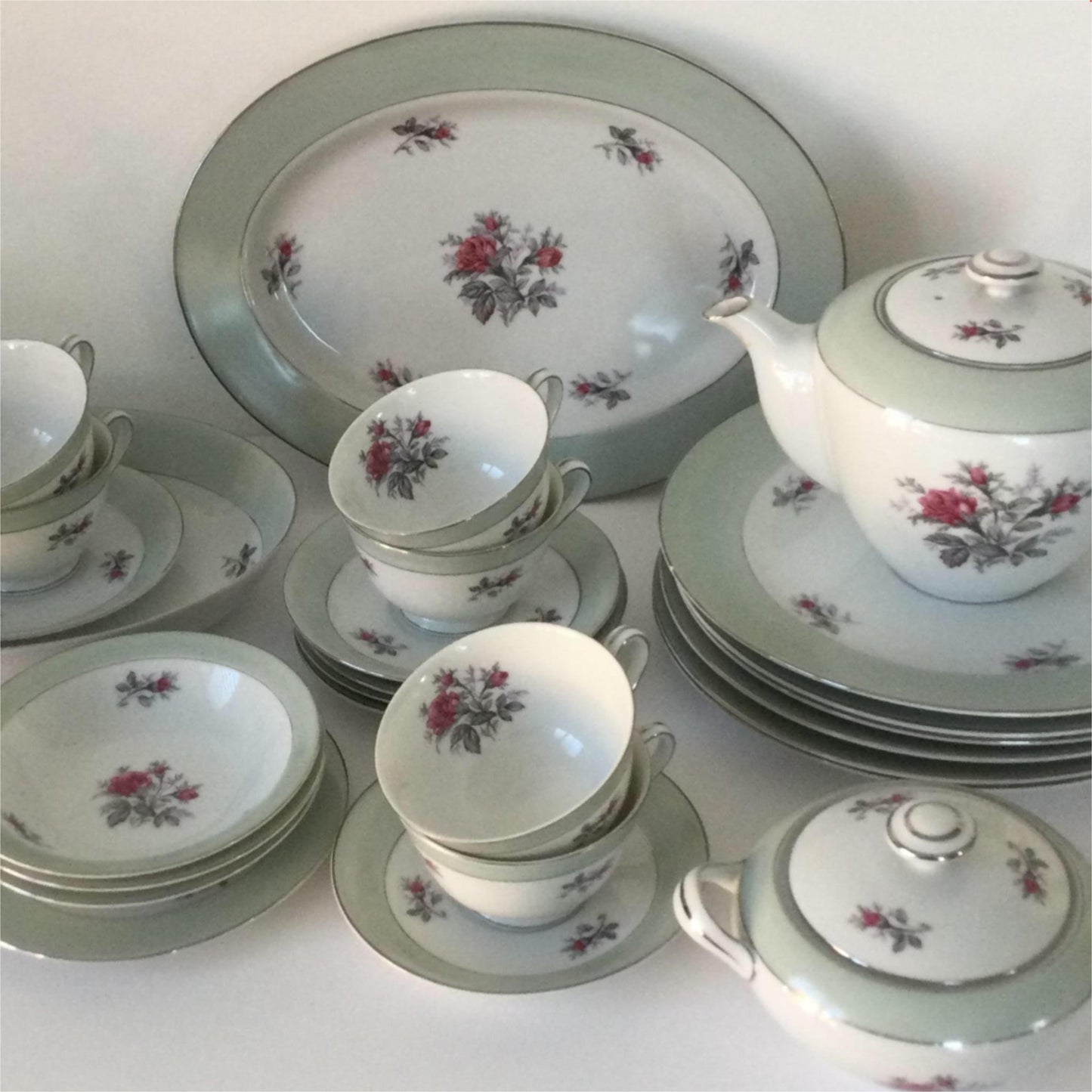 Vintage SONE china Cup & saucer Rose design. Made in Japan 81897R mid century