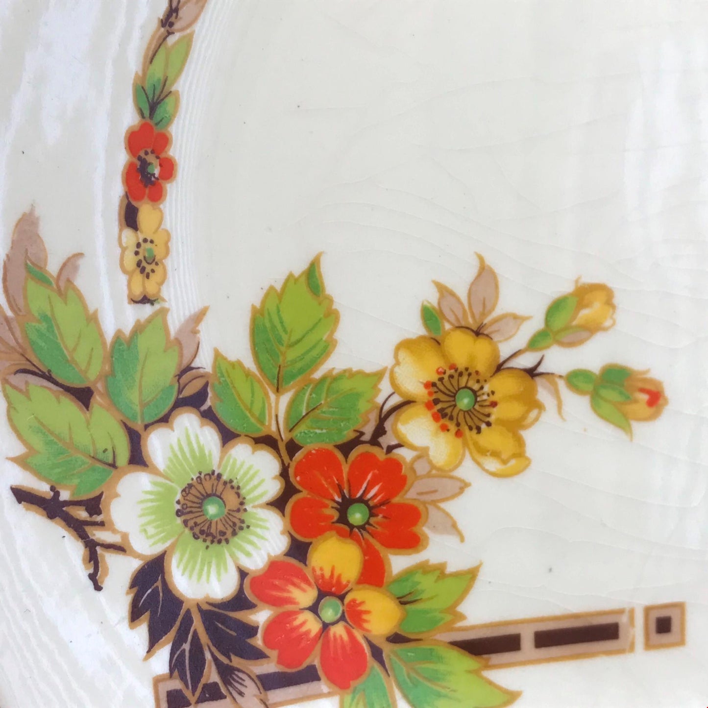 VINTAGE MIDWINTER STYLECRAFT Floral Art Deco design Medium Plate 22cm Orange