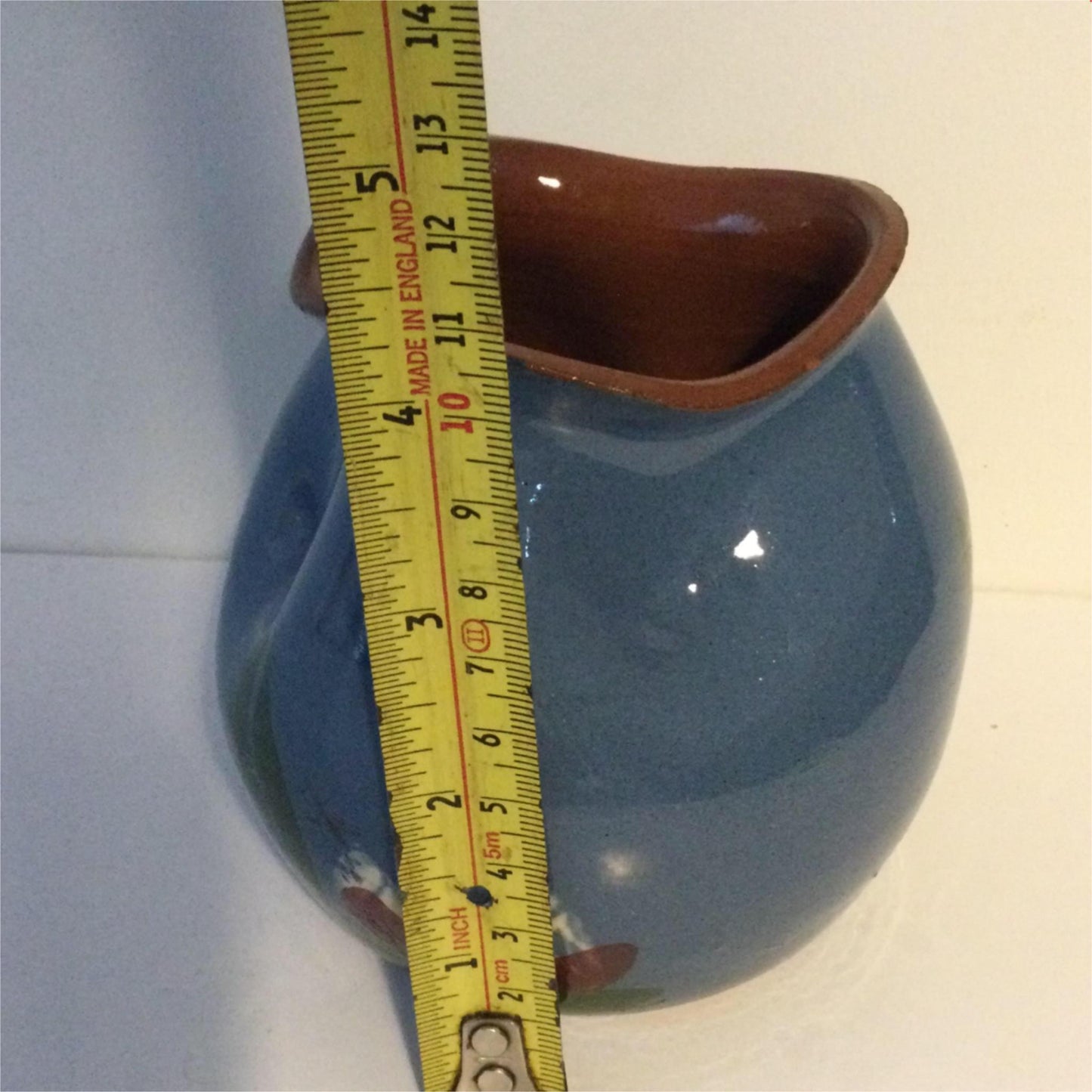 Vintage Studio Devon Pottery Vase Kingfisher design irregular shape 10.5cm high