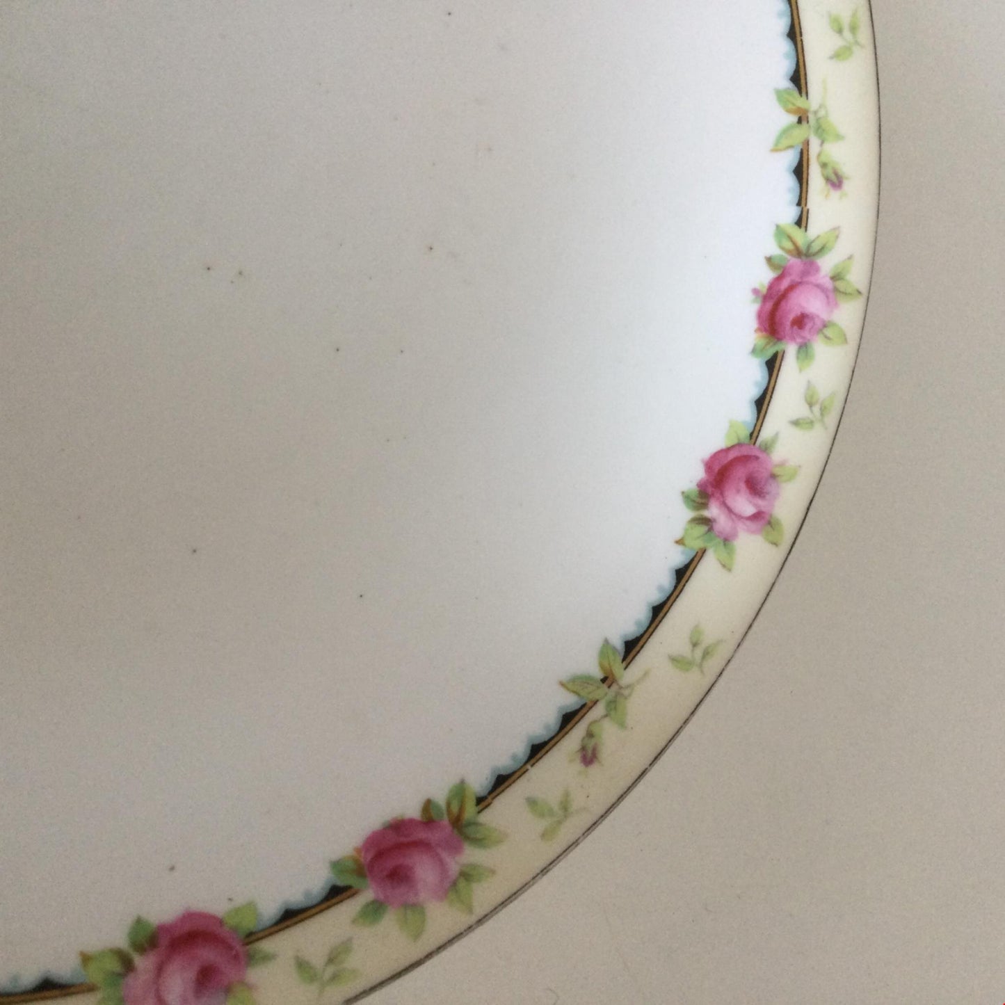Vintage 9” dessert plate Aynsley pink rose design yellow band A 3852 6 floral