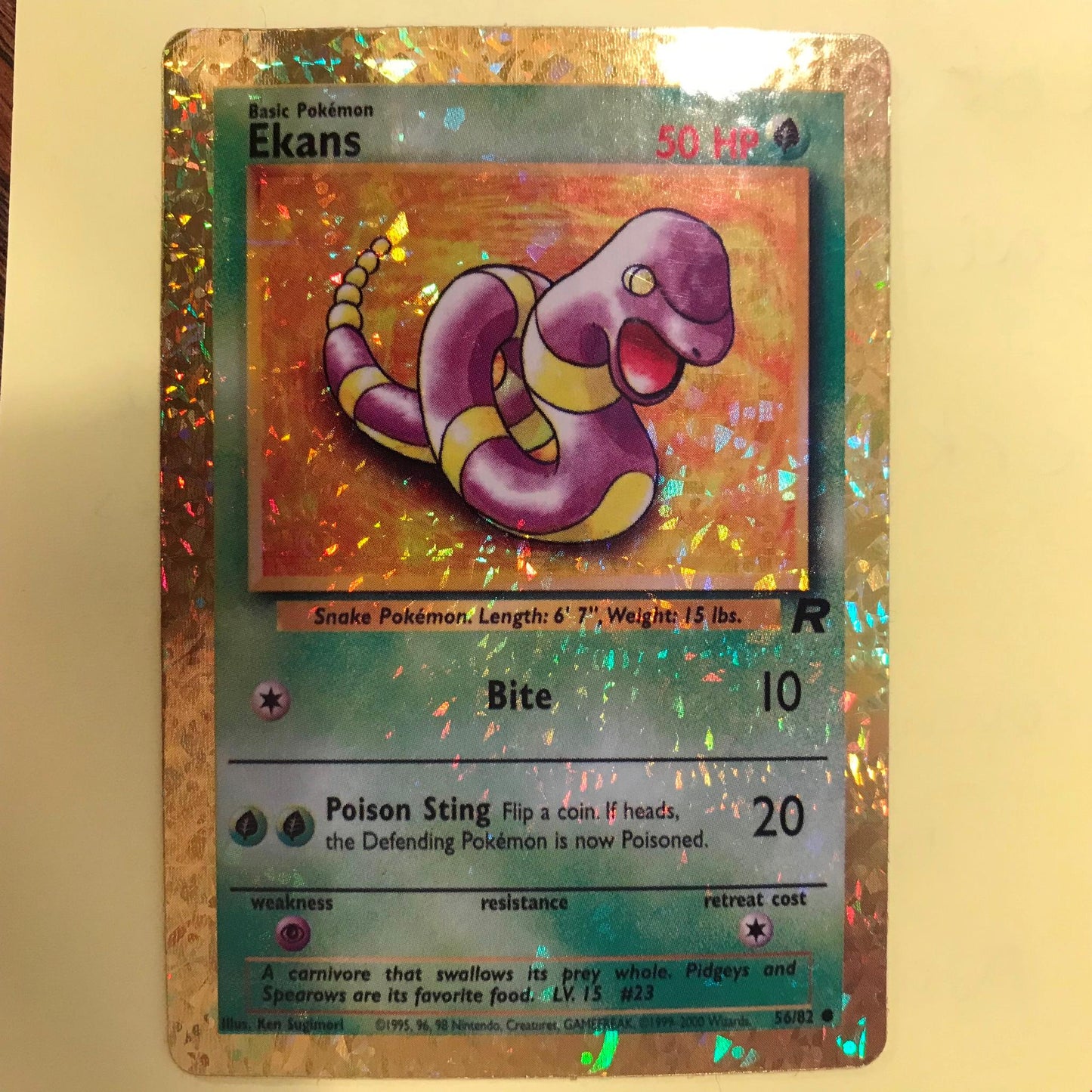 Ekans 56/82 Rare Holo Vending Sticker not Card 90s vintage Pokémon unplayed 1999