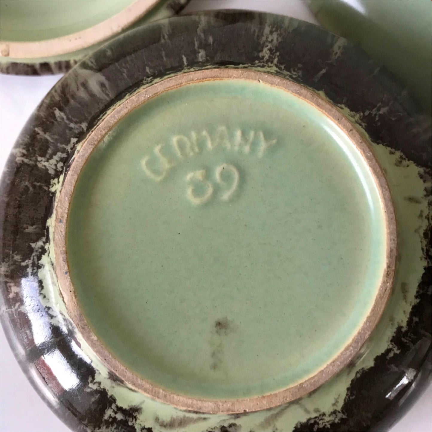 West German mid century 1950s vanity set JASBA tray, trinket dish, candle sticks for dressing table