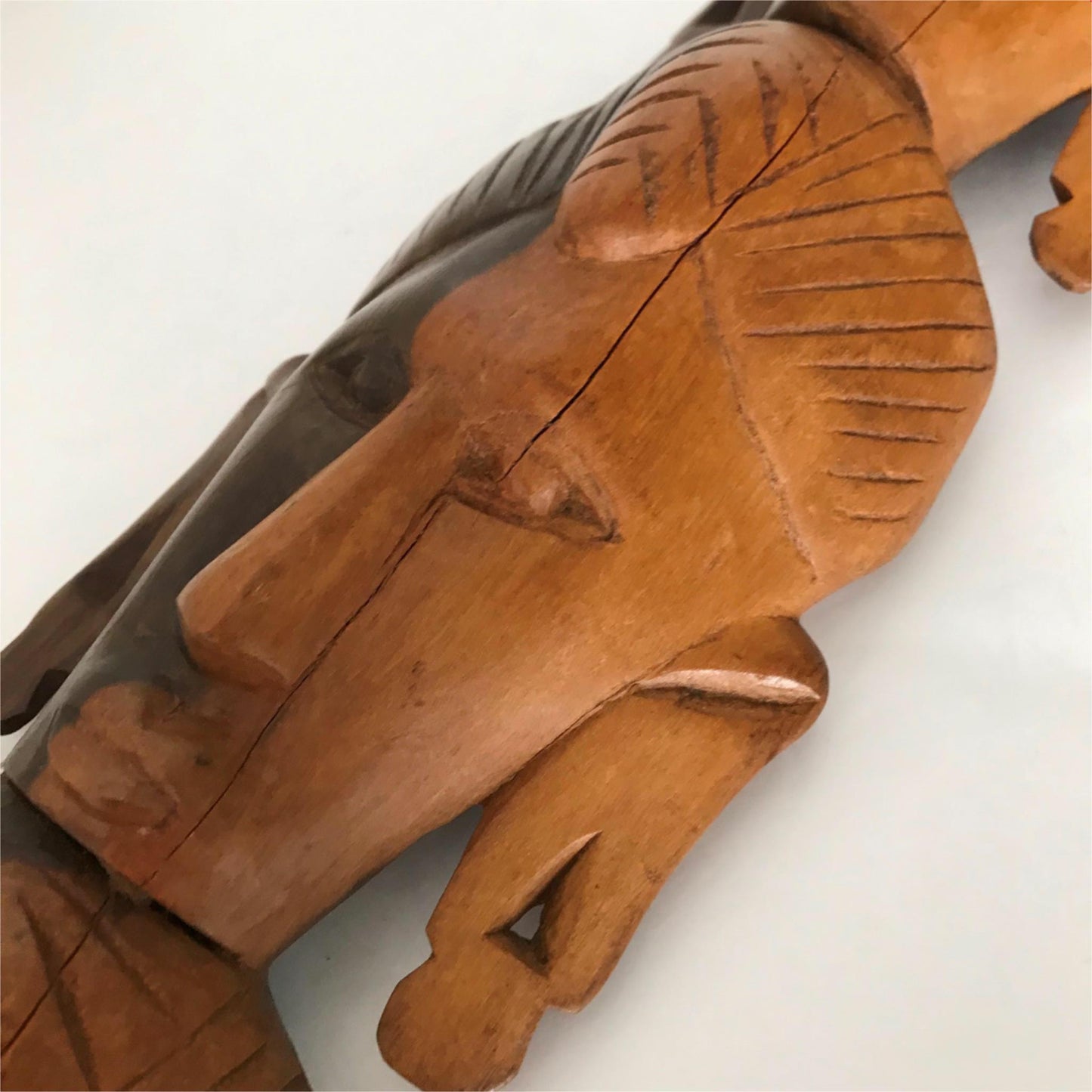 Vintage African Tribal Wall hanging wooden faces long heavy