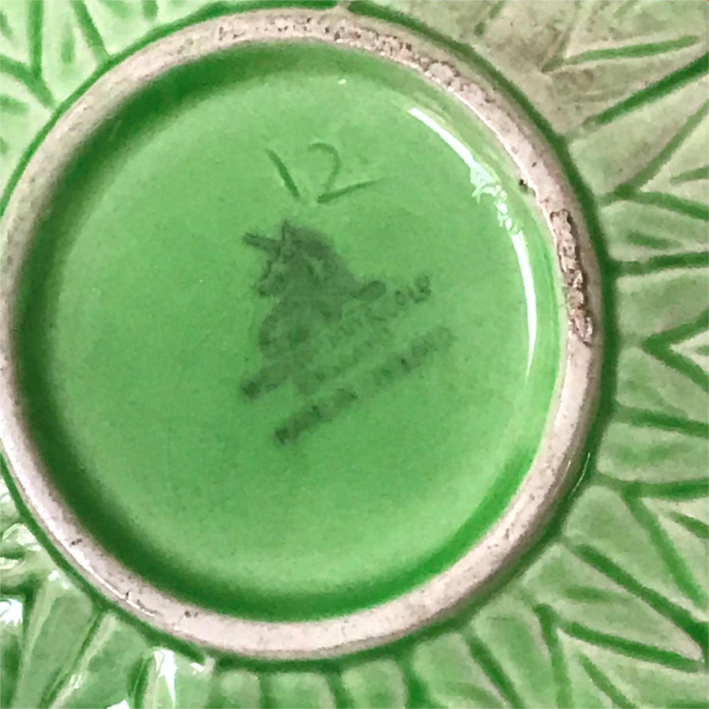 Set of 3 Wedgwood & Co Vintage Green Leaf Design Vanity Pieces Dressing Table