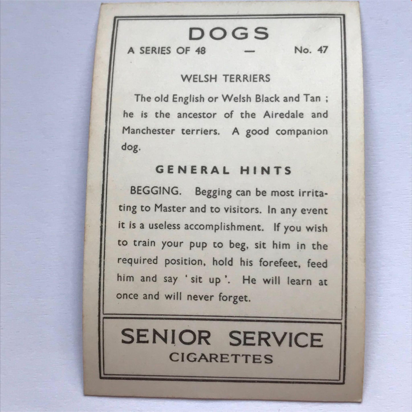 DOGS - SENIOR SERVICE CIGARETTE CARDS 1930S PHOTOS - take your pick