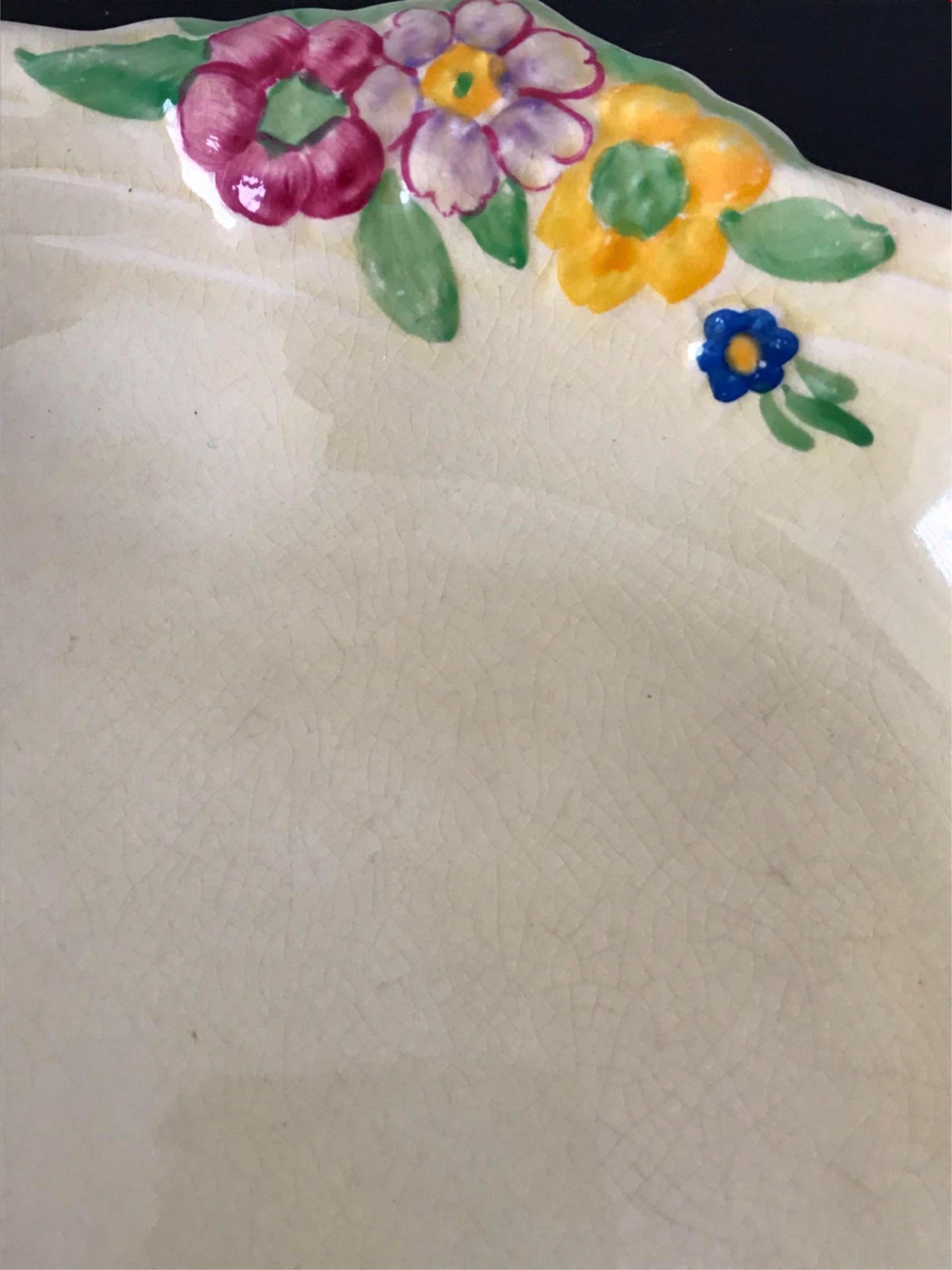 Vintage ART DECO 1930s/40s serving dish plate floral pretty bright cheerful 27cm