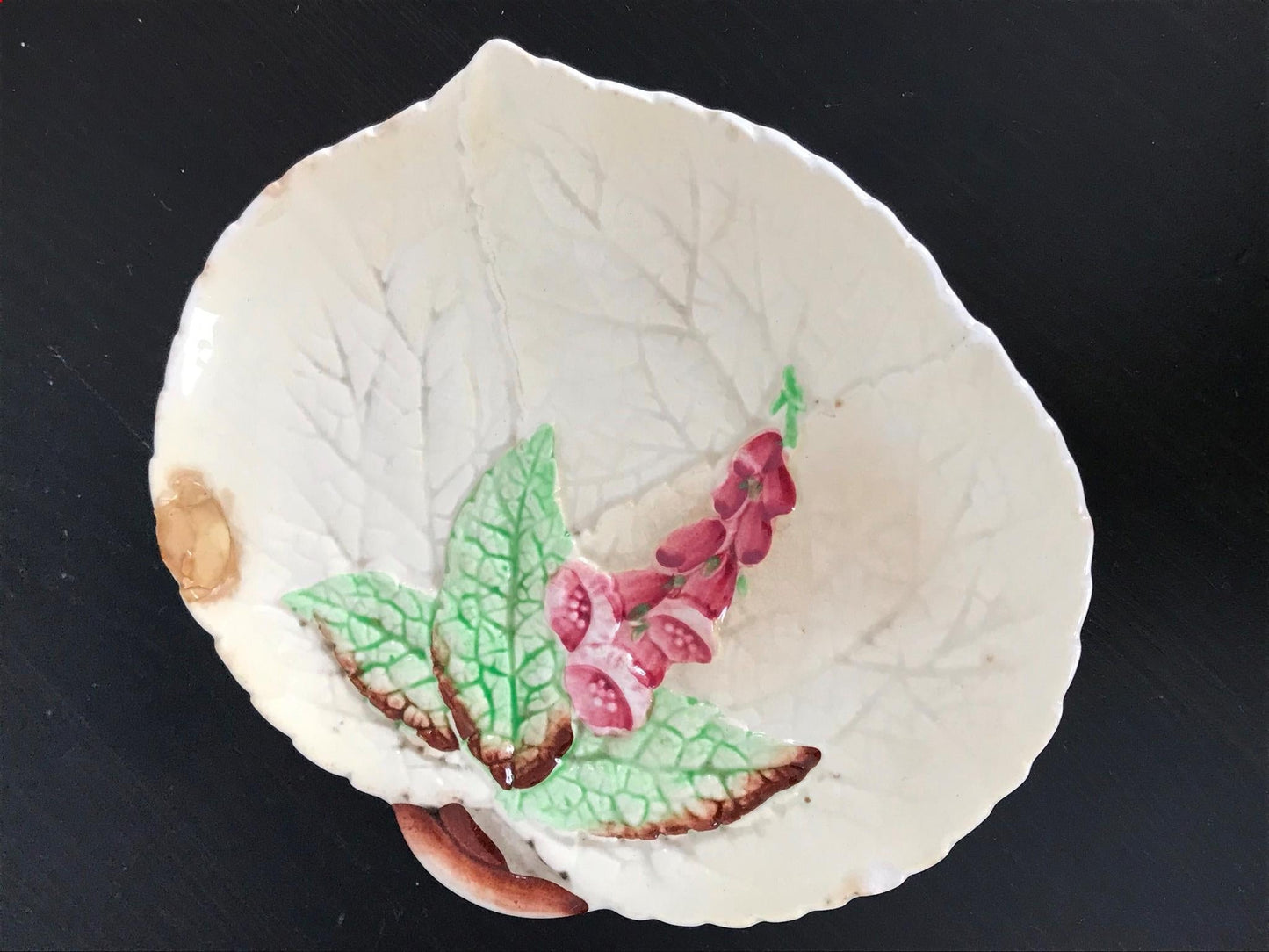 Vintage Carlton Ware, Australian Design Foxglove On Cream Leaf Small Plate Snack dish