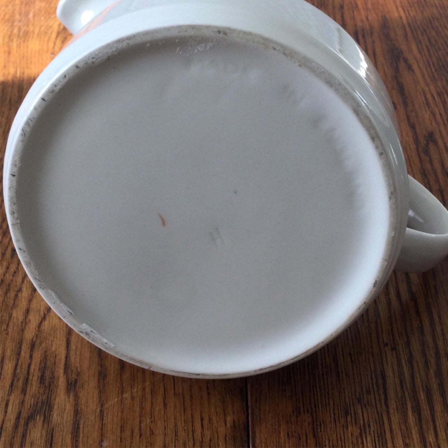 Vintage cheery pretty floral jug. White with retro blue stylised flowers. English 1960s.