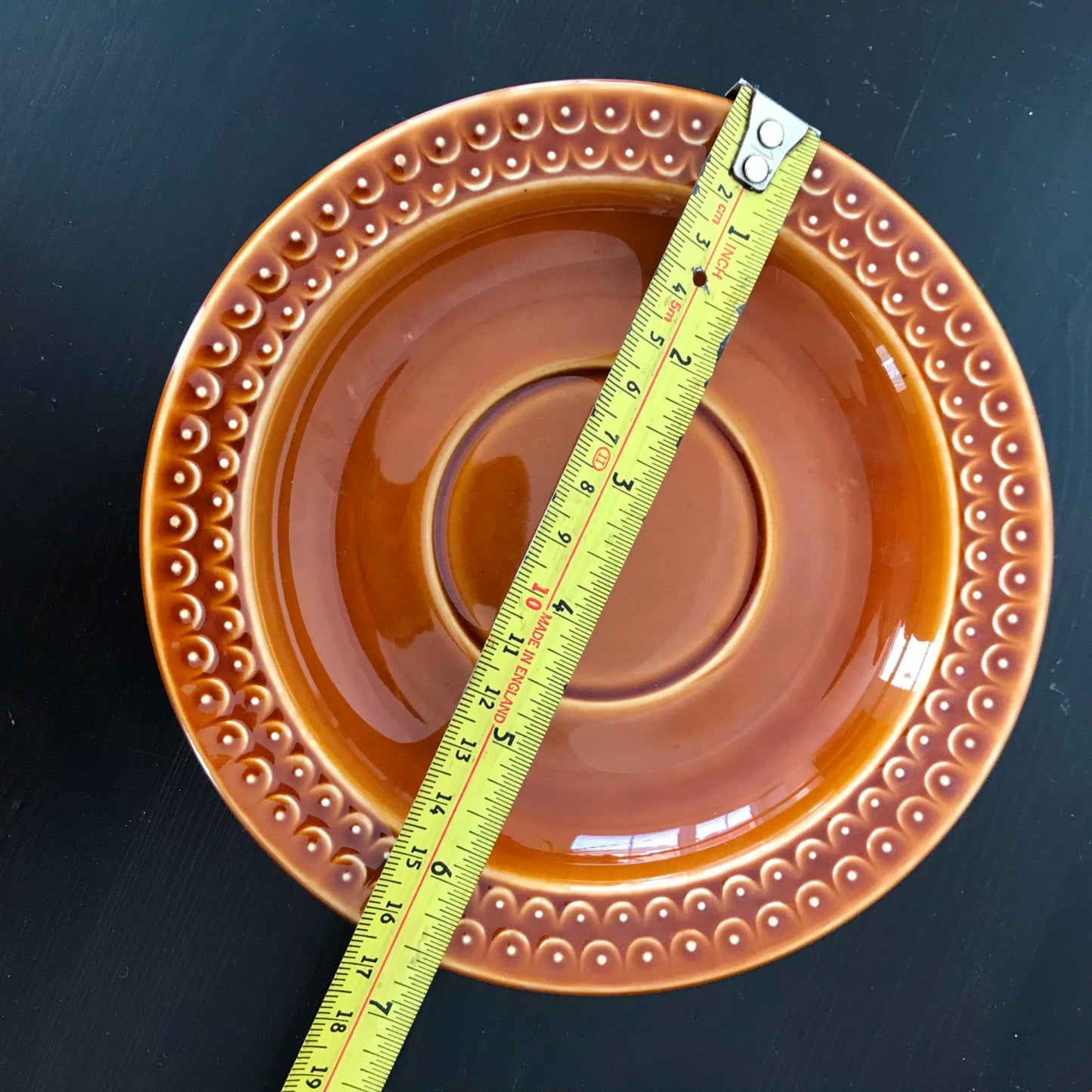 Vintage Retro 1960s 1970s TAMS style spare soup saucers tan colour deep mustard