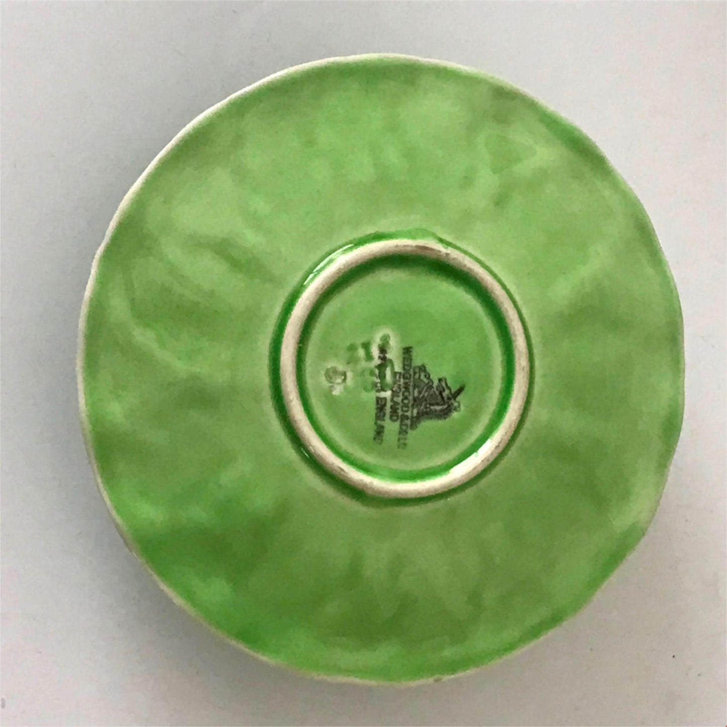 Set of 3 Wedgwood & Co Vintage Green Leaf Design Vanity Pieces Dressing Table