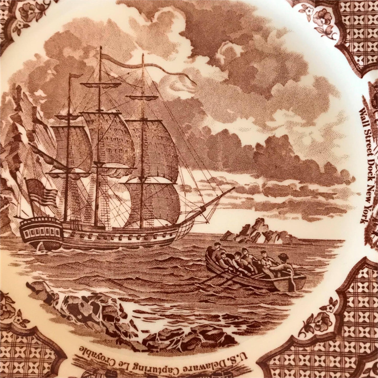 Alfred Meakin retro 1970s set of 6 8” plates Fair Winds brown China America