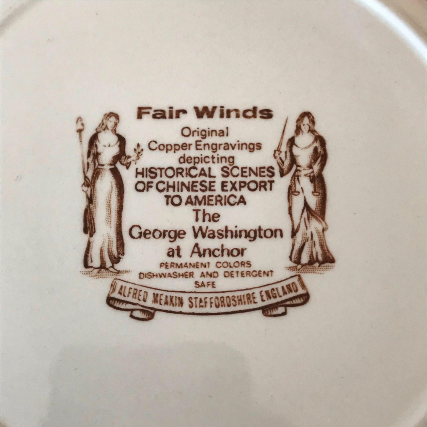 Alfred Meakin retro 1970s set of 6 8” plates Fair Winds brown China America