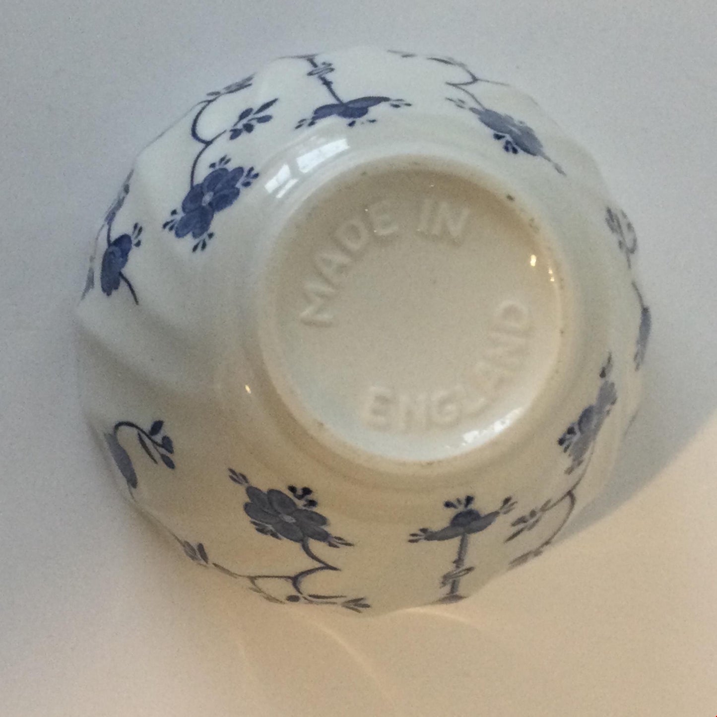Vintage China Sugar Bowl Small Blue Floral design. Made In England pretty blossom design