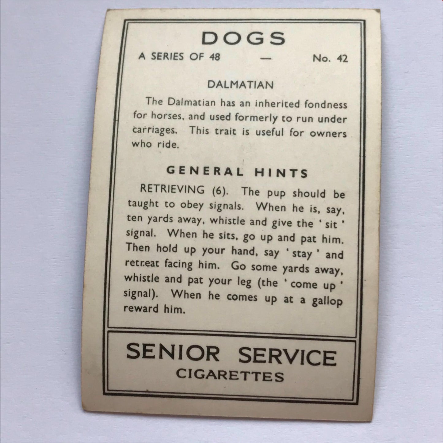 DOGS - SENIOR SERVICE CIGARETTE CARDS 1930S PHOTOS - take your pick