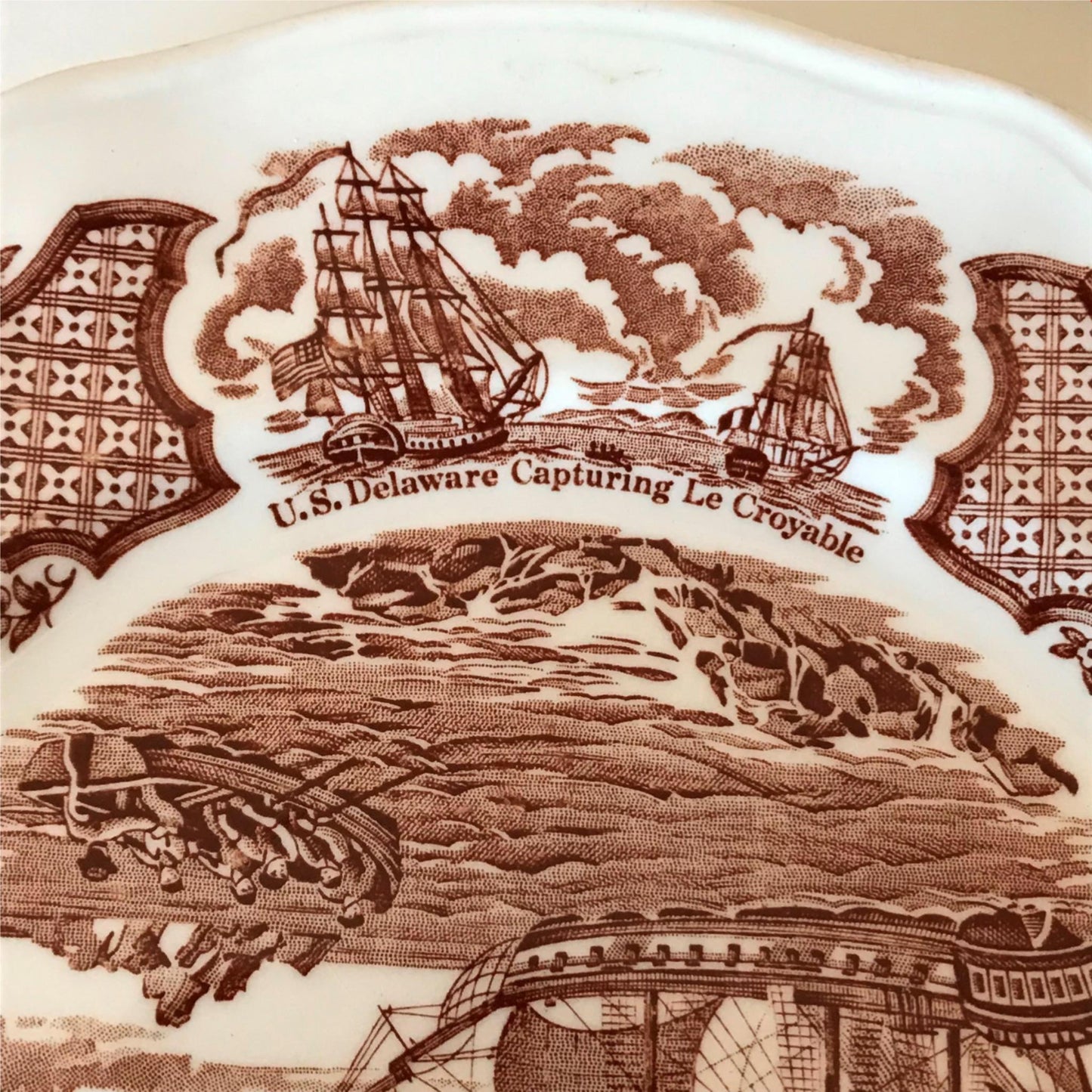 Alfred Meakin retro 1970s set of 6 8” plates Fair Winds brown China America