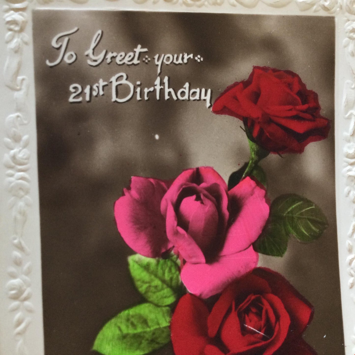 Vintage 21st BIRTHDAY Greetings Postcard sent to 1 LANSDOWN CRESCENT, BATH