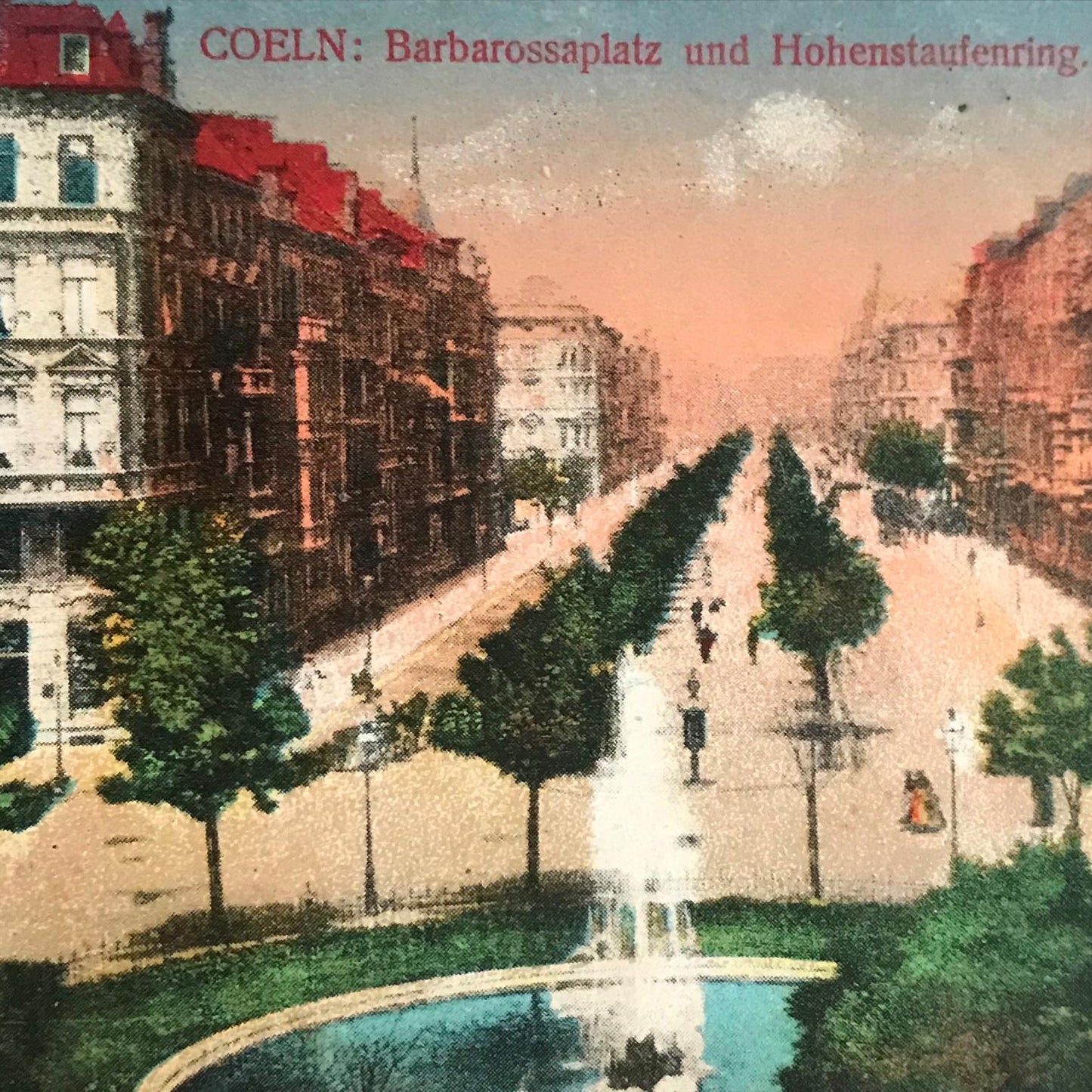 Vintage Picture Postcard - Germany - Coeln Cologne BARBAROSSAPLATZ & HOHENSTAUFENRIN