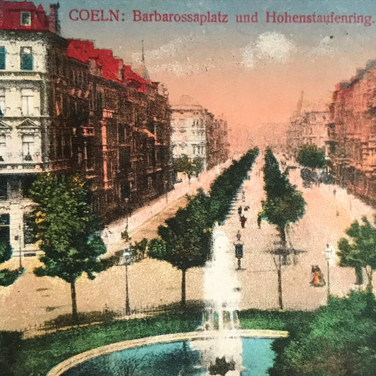 Vintage Picture Postcard - Germany - Coeln Cologne BARBAROSSAPLATZ & HOHENSTAUFENRIN
