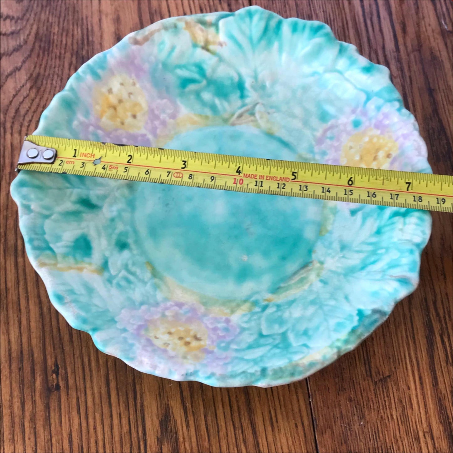 1930s / 1950s Vintage Shallow textured bowl / dish - Avon Ware - Pastel colours floral Kitsch. Green.