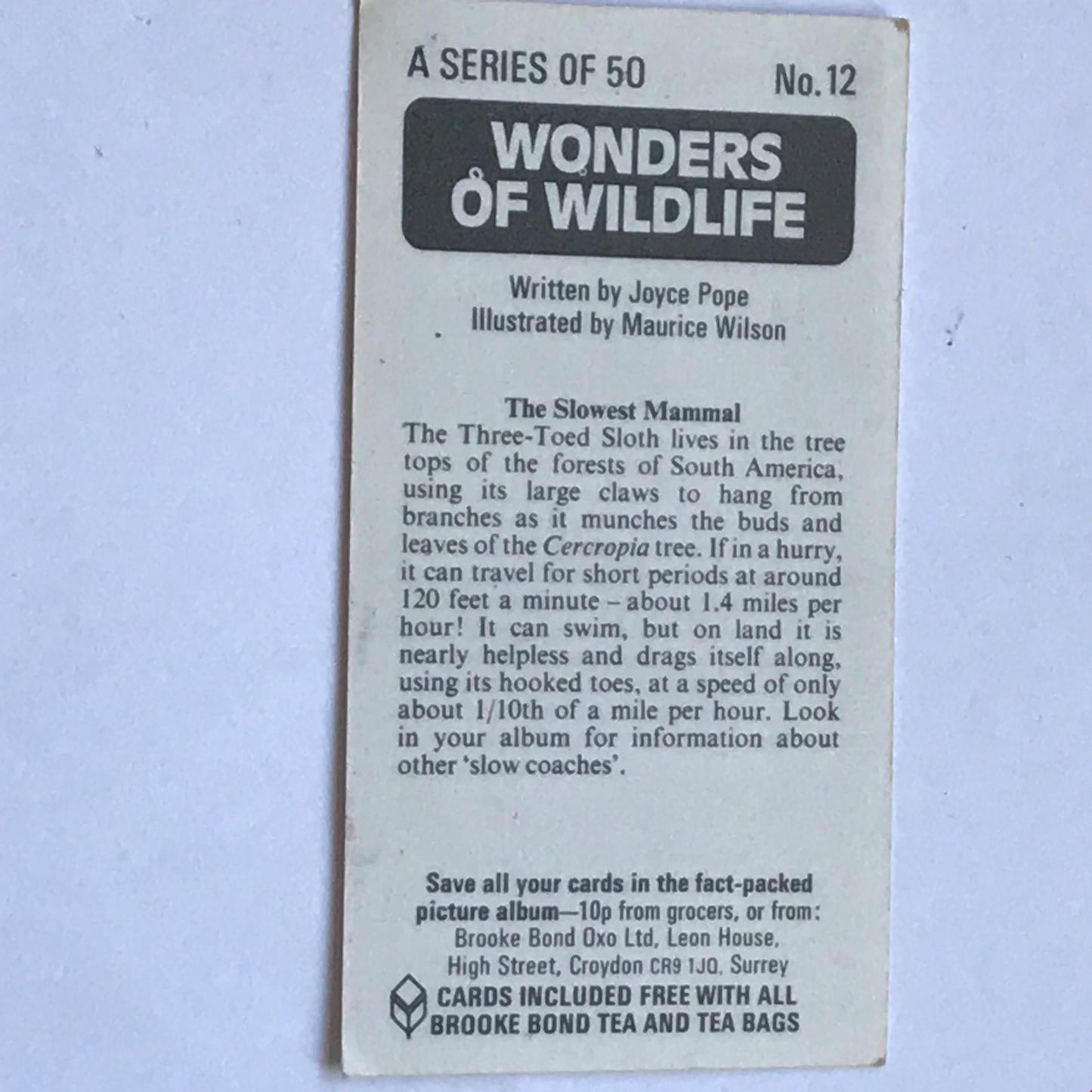 WONDERS OF WILDLIFE Brooke Bond Tea Cards - Sold individually - take your pick