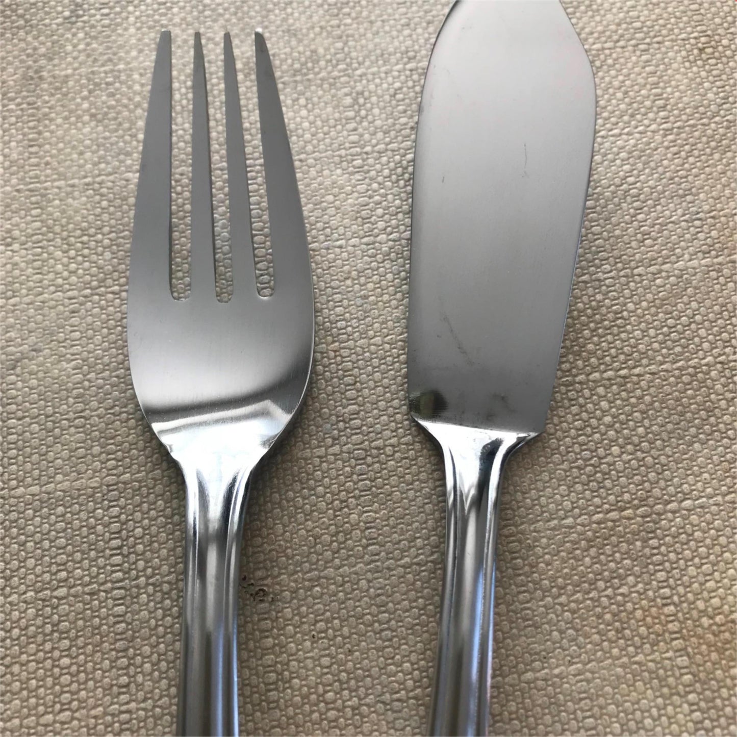 Boxed set of 6 Amefa Holland fish knives & forks - Sampson London - stainless steel