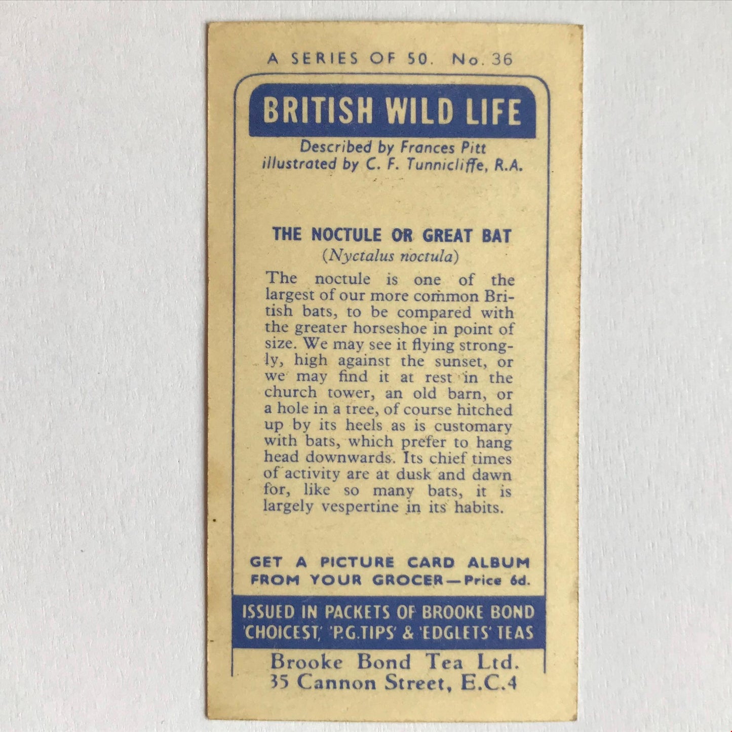 BRITISH WILD LIFE - Brooke Bond Tea Cards - Take your pick - wildlife pictures