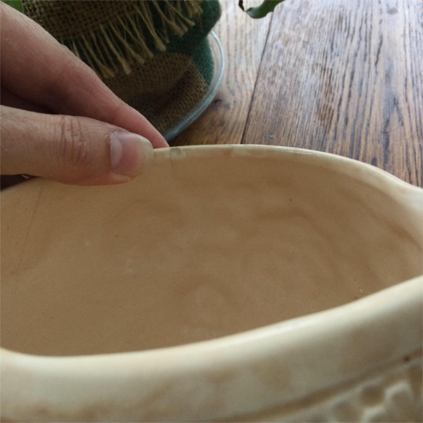 Sadler Vintage Mid Century Soft Matt Glazed Bulbous Round Jug Cream Beige Textured Flowers