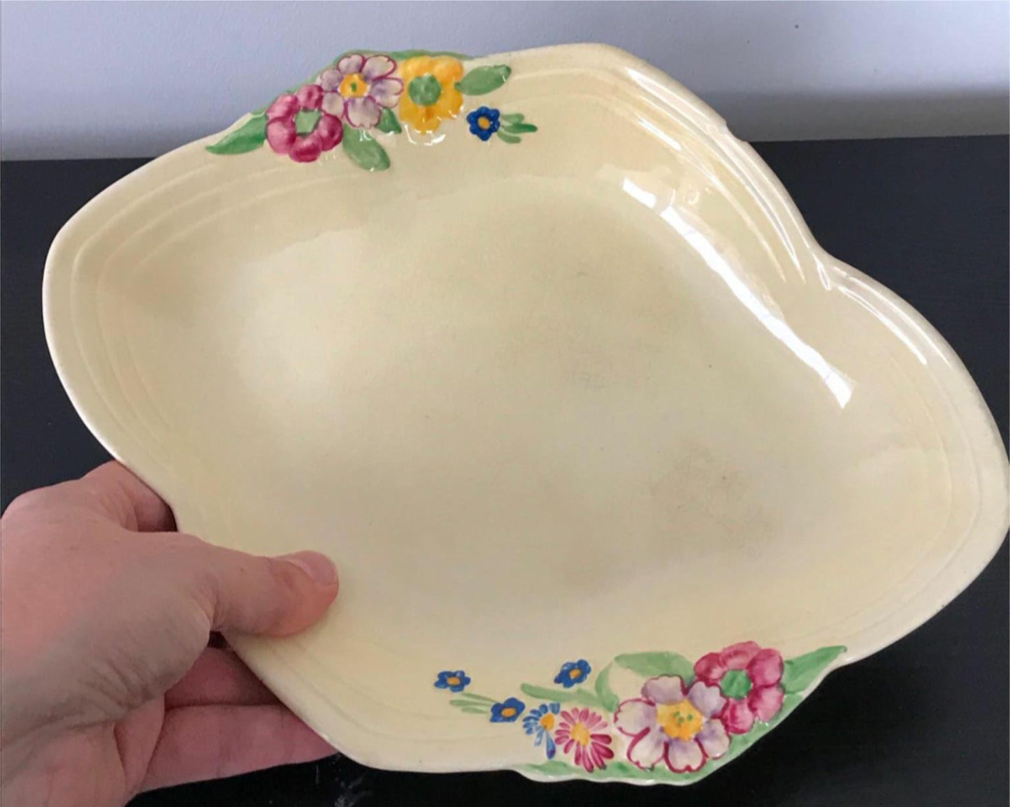 Vintage ART DECO 1930s/40s serving dish plate floral pretty bright cheerful 27cm