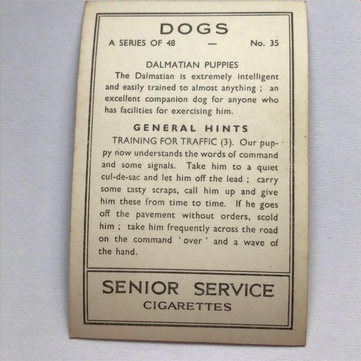 DOGS - SENIOR SERVICE CIGARETTE CARDS 1930S PHOTOS - take your pick