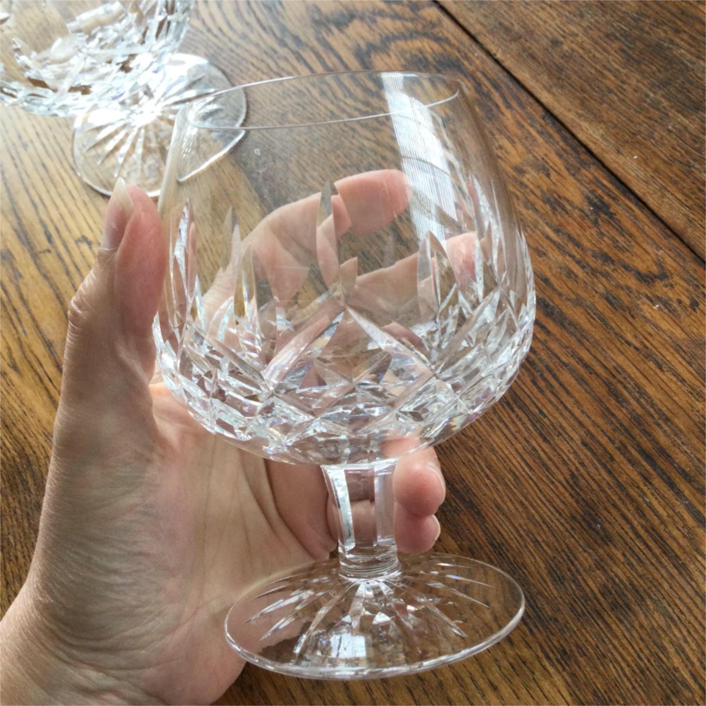 Quality Pair Unsigned Lead Crystal Cut Glass Brandy Balloons - 13 cm
