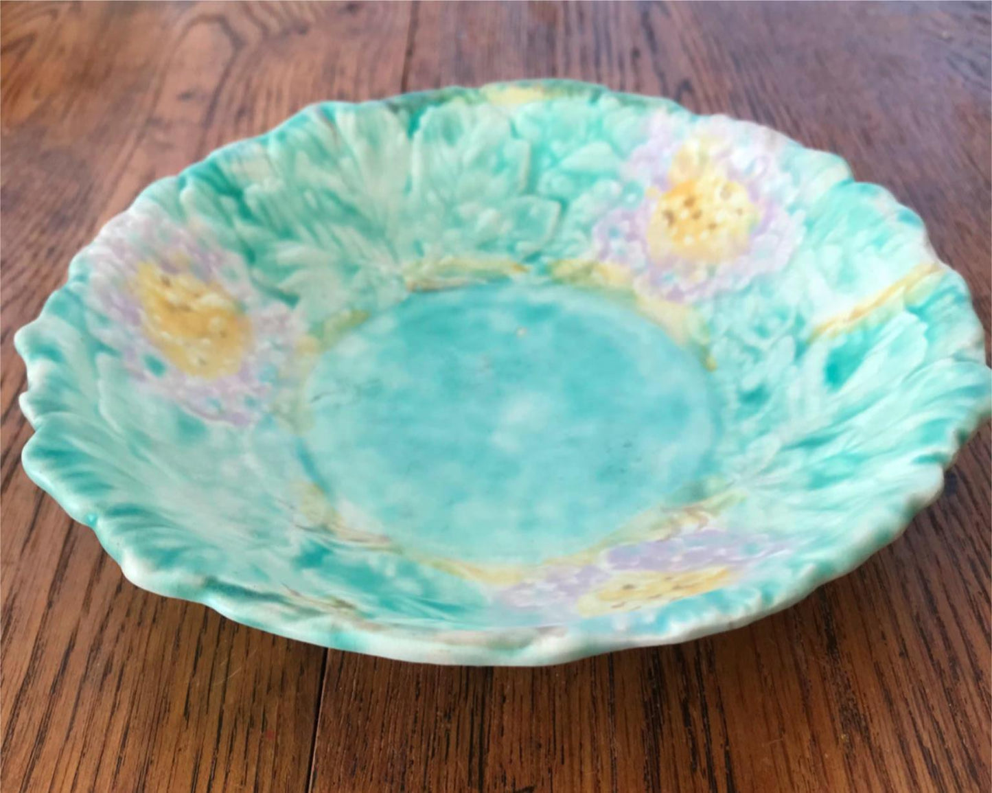 1930s/1950s Vintage Shallow textured bowl / dish Avon Ware Pastel colours floral Kitsch. Green.