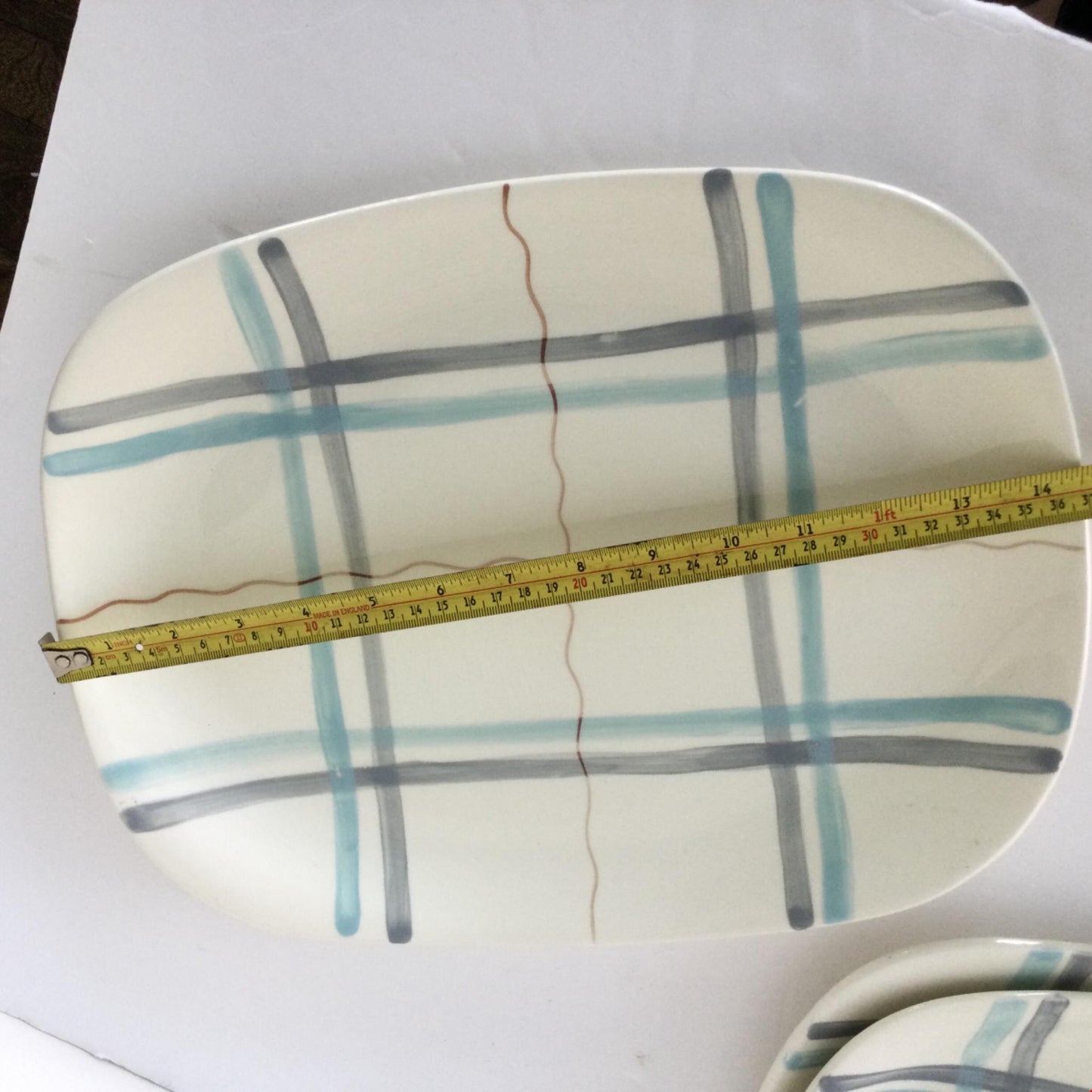 3 x Vintage Retro 1950s serving platters J & G Meakin Horizon blue grey stripes