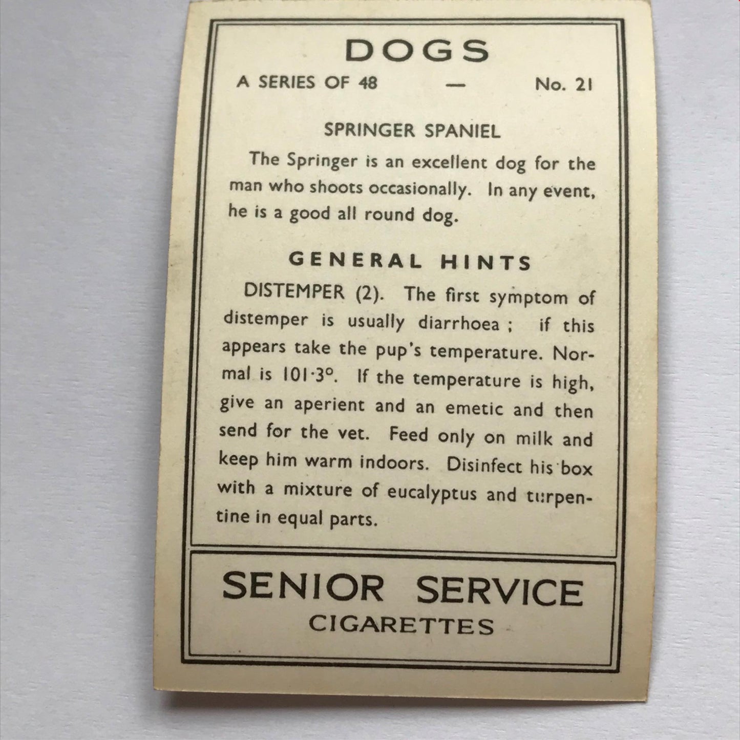 DOGS - SENIOR SERVICE CIGARETTE CARDS 1930S PHOTOS - take your pick