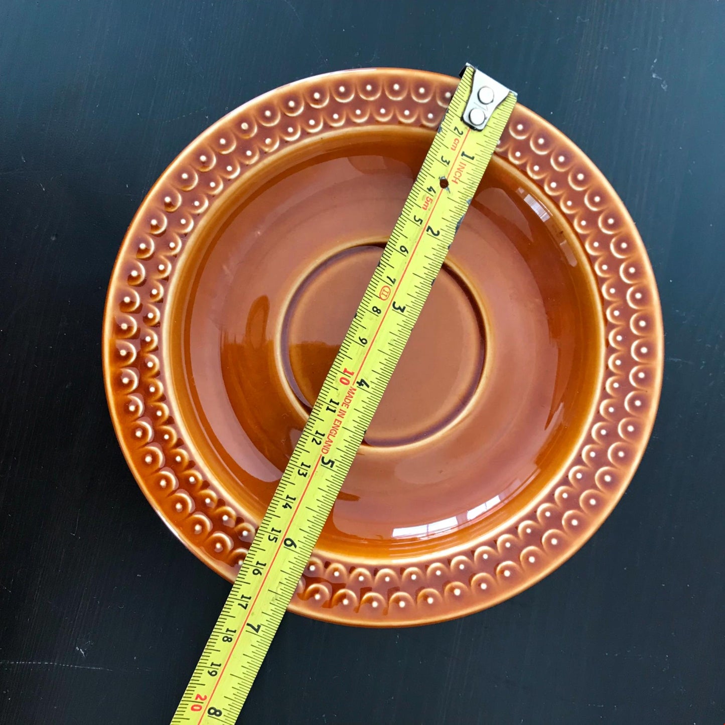 Vintage Retro 1960s 1970s TAMS style spare soup saucers tan colour deep mustard