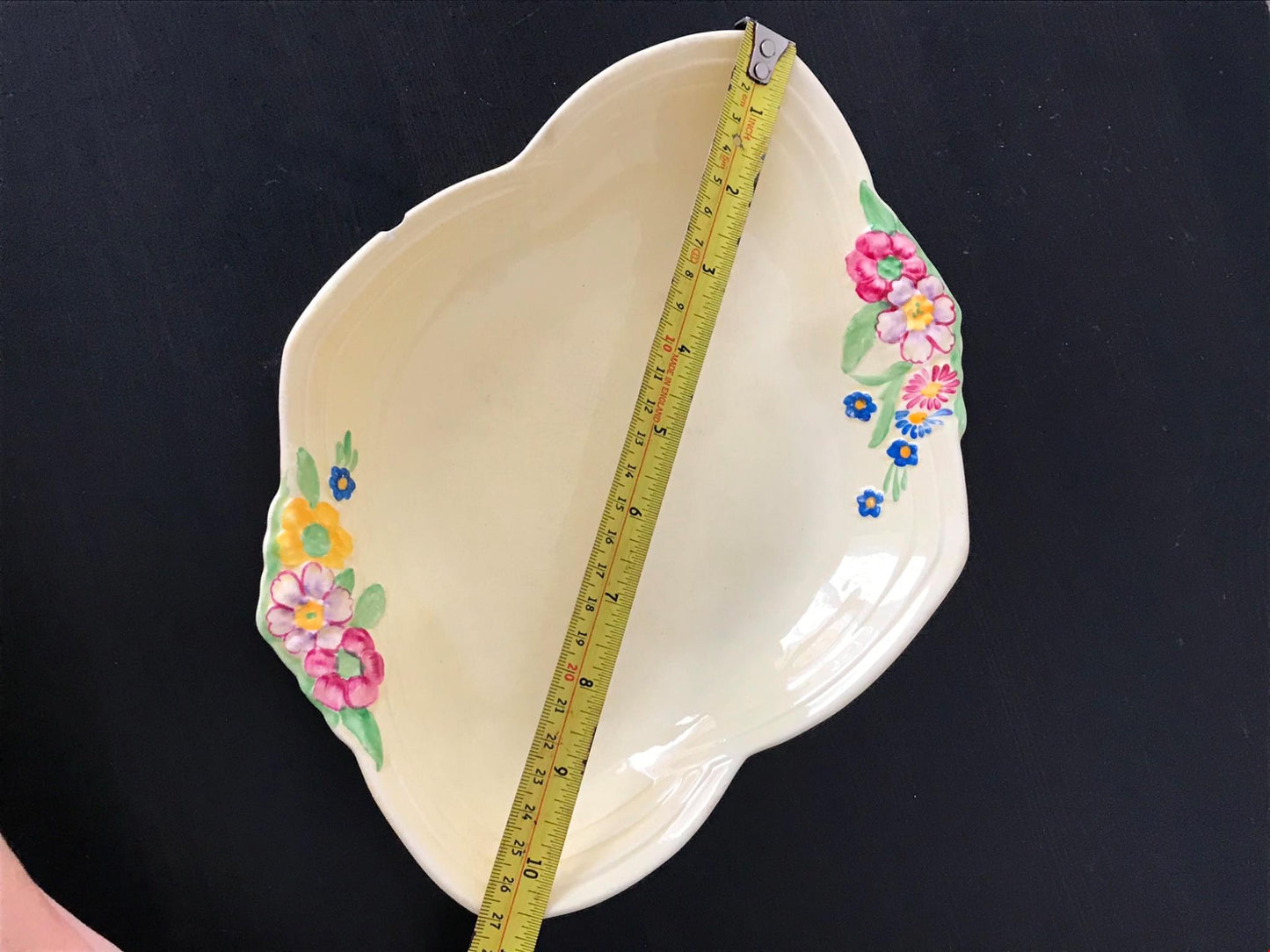 Vintage ART DECO 1930s/40s serving dish plate floral pretty bright cheerful 27cm