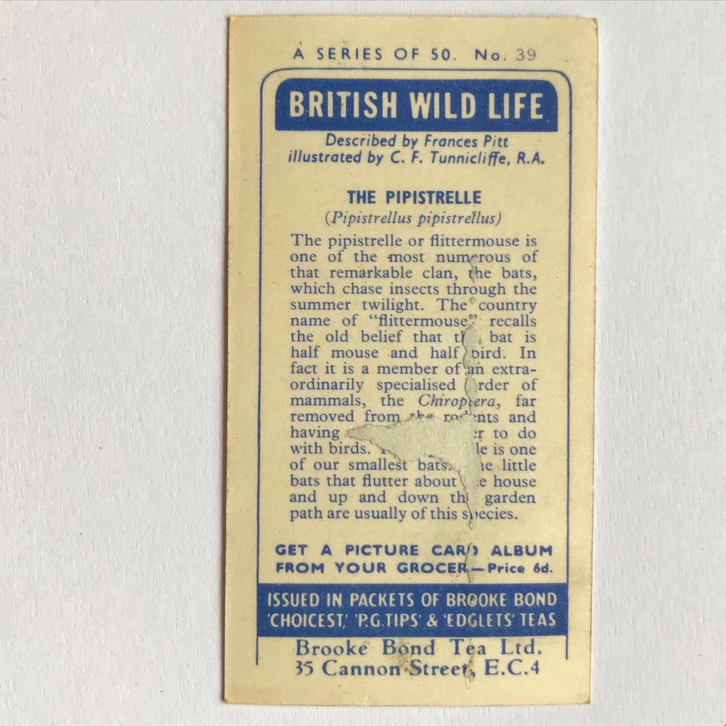BRITISH WILD LIFE - Brooke Bond Tea Cards - Take your pick - wildlife pictures