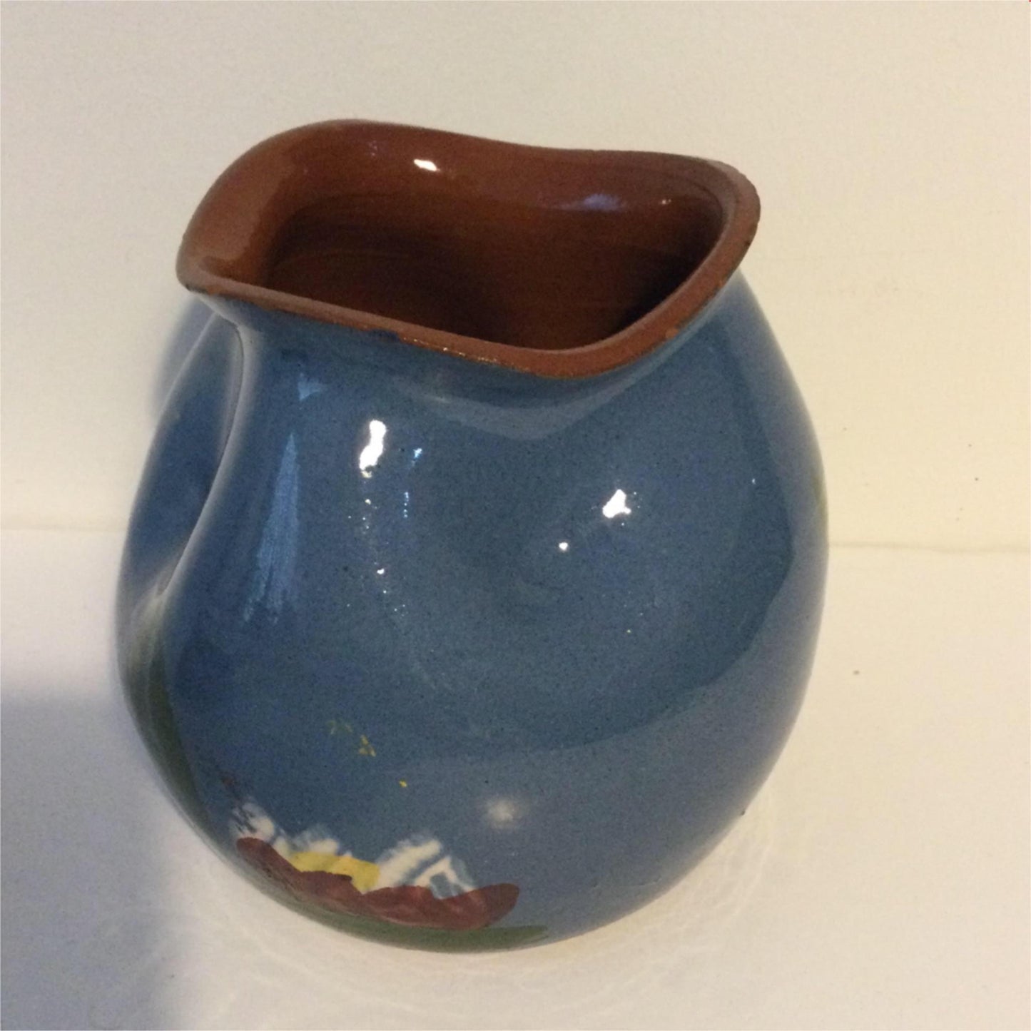 Vintage Studio Devon Pottery Vase Kingfisher design irregular shape 10.5cm high