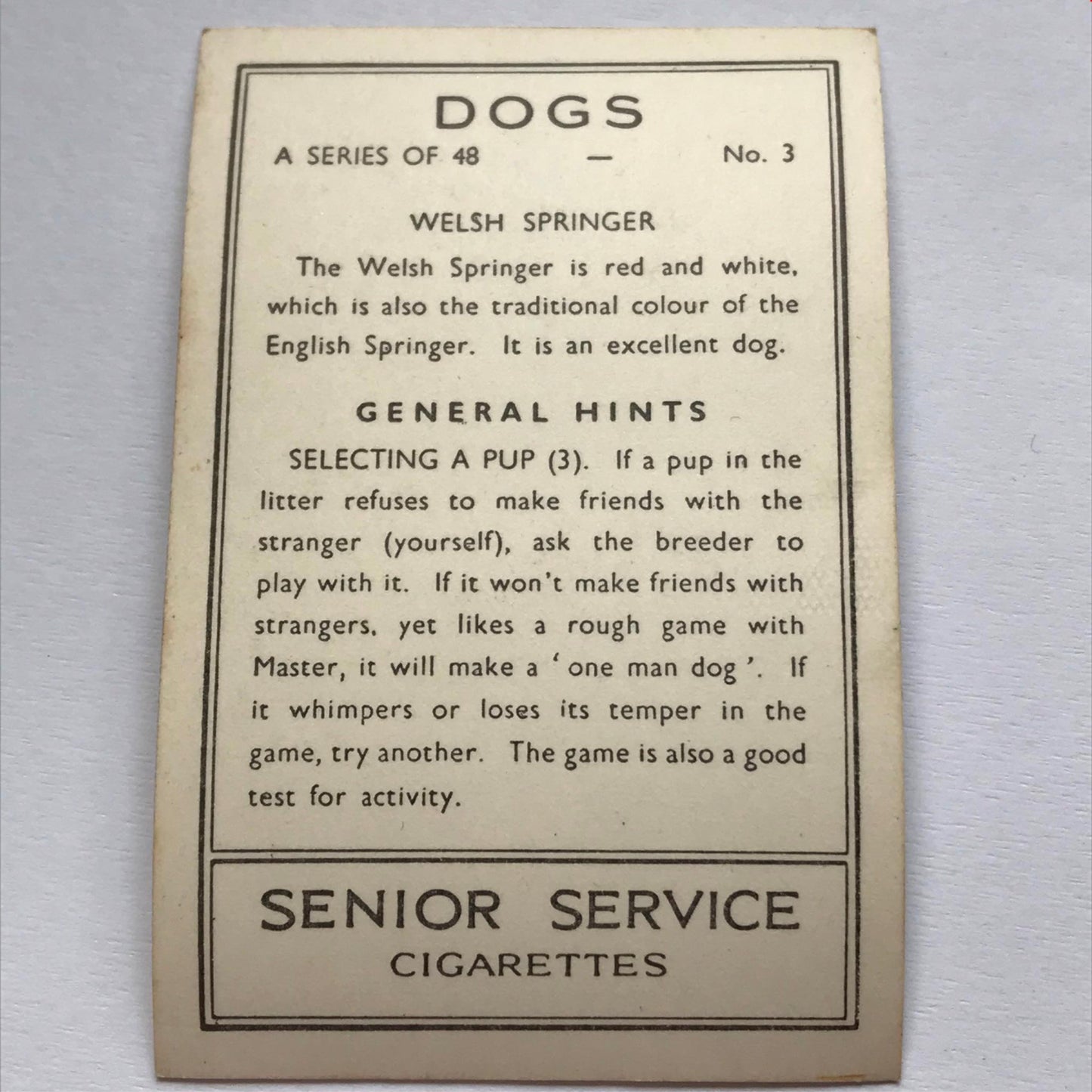DOGS - SENIOR SERVICE CIGARETTE CARDS 1930S PHOTOS - take your pick