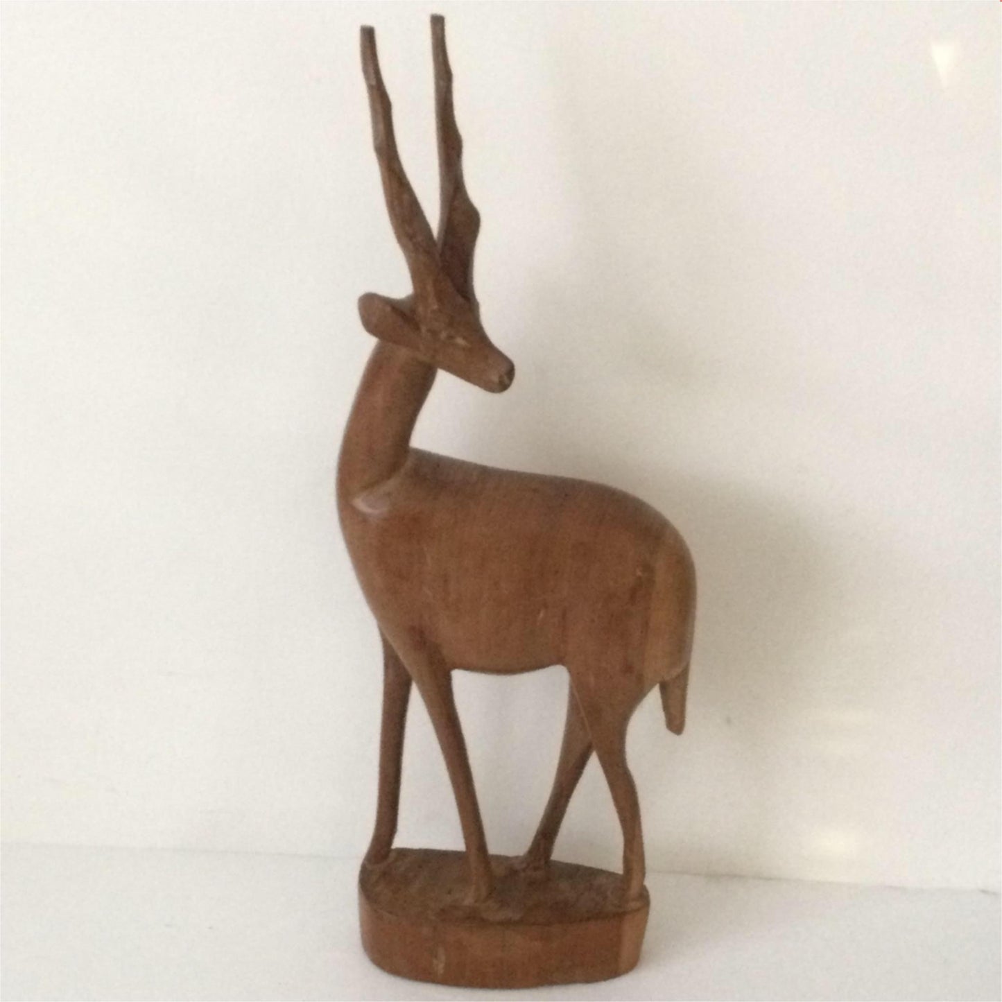 Mid century wooden carved African Antelope / Gazelle - Retro 50s 60s 70s - 31.6cm high