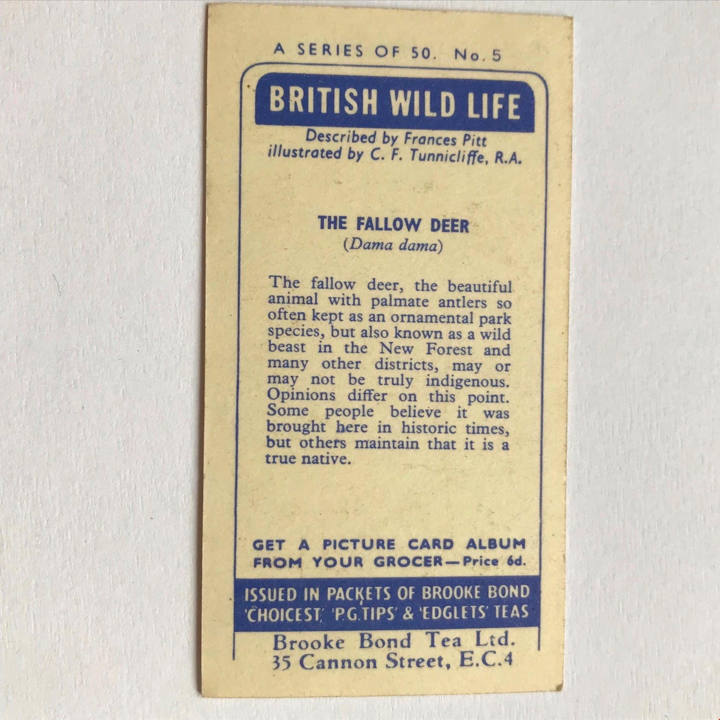 BRITISH WILD LIFE - Brooke Bond Tea Cards - Take your pick - wildlife pictures